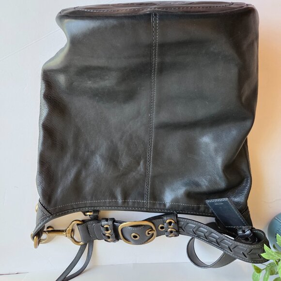 EUC Coach Legacy Bleecker Tattersall Large Leather Duffle #11423 in Navy - Picture 9 of 16